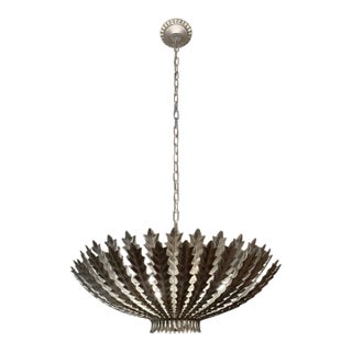 Aerin for Visual Comfort Hampton 26-Inch Chandelier in Burnished Silver Leaf For Sale