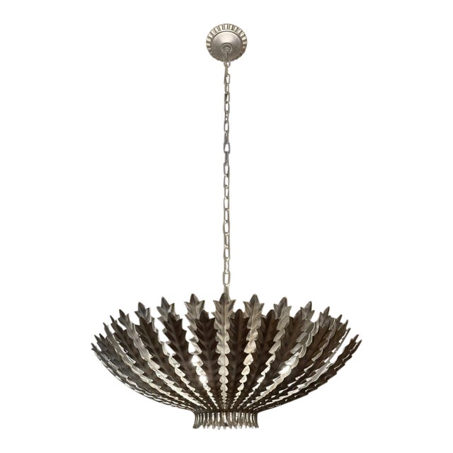 Aerin for Visual Comfort Hampton 26-Inch Chandelier in Burnished Silver Leaf For Sale
