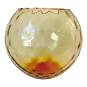 Amber Empoli Mid-Century Modern Optic Glass Rolly Polly Ball Vase