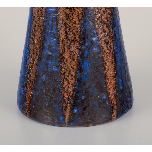Ceramic Vase with Blue and Earth-Tone Glaze by Mari Simmulson for Upsala Ekeby, 1960s For Sale - Image 4 of 7