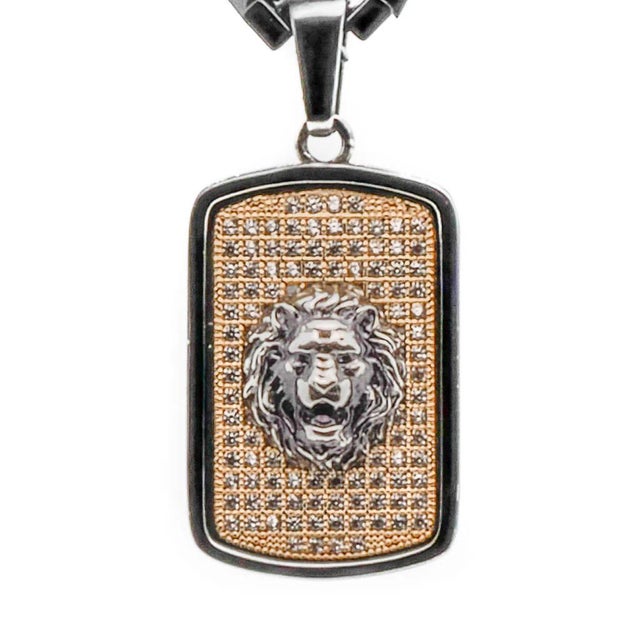 Early 21st Century Sterling Silver Lion Pendant Hematite Stone Beaded Men's Necklace For Sale - Image 5 of 9