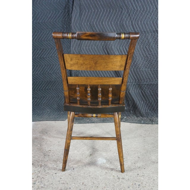 6 Vintage Nichols & Stone Co. Maple Hitchcock Style Stenciled Dining Chairs For Sale - Image 10 of 18