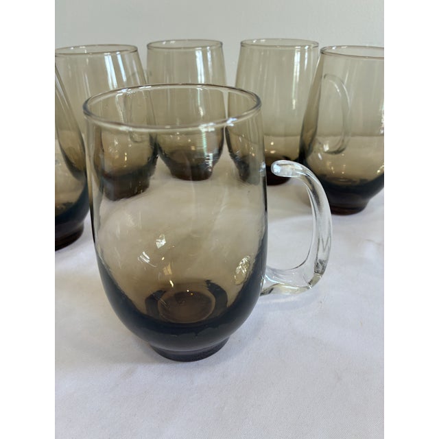 1970s Mid-Century Modern Libbey “Tempo” Smoked Ombre Glass Mugs – Set of 6 For Sale In Oklahoma City - Image 6 of 11