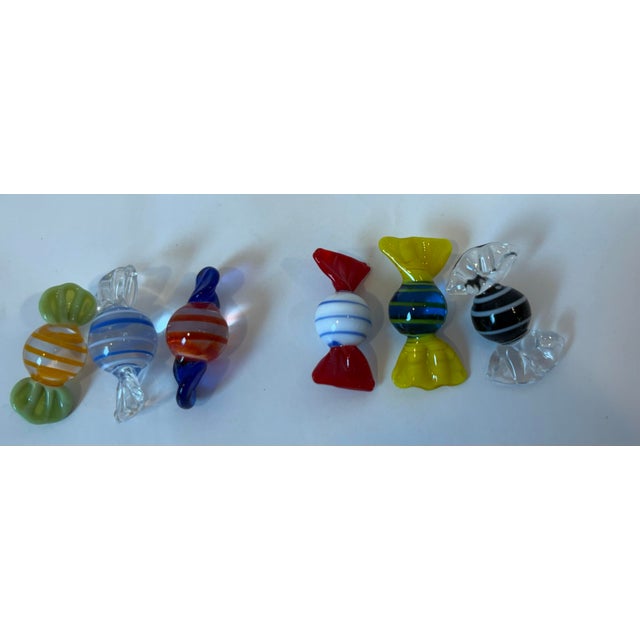 Cute set of six petite glass candy pieces! May be from Italy.