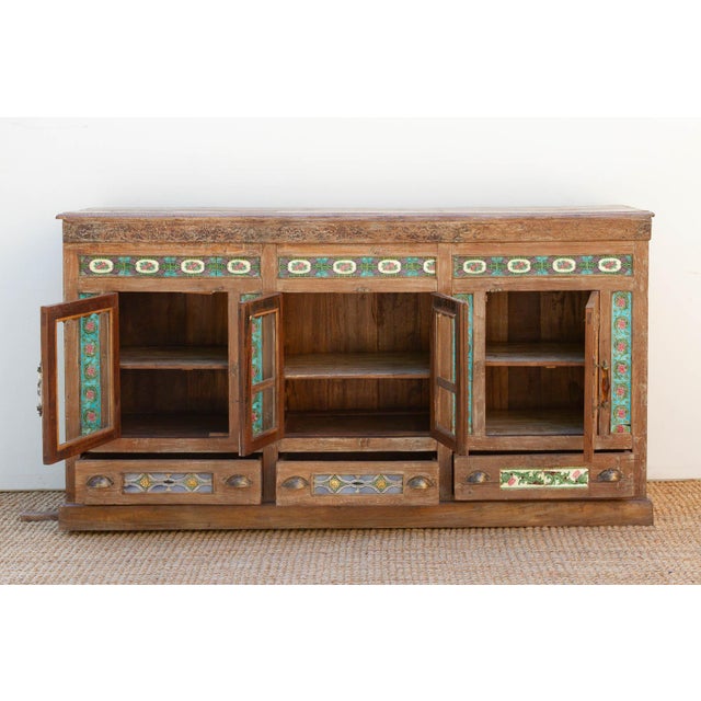 Antique Indo-Portuguese Tile Colonial Sideboard For Sale - Image 11 of 13