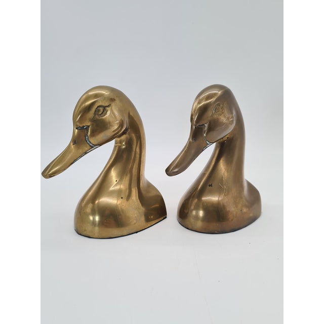 Vintage Duck-Shaped Bookends in Brass, 1970s, Set of 2 For Sale - Image 4 of 8