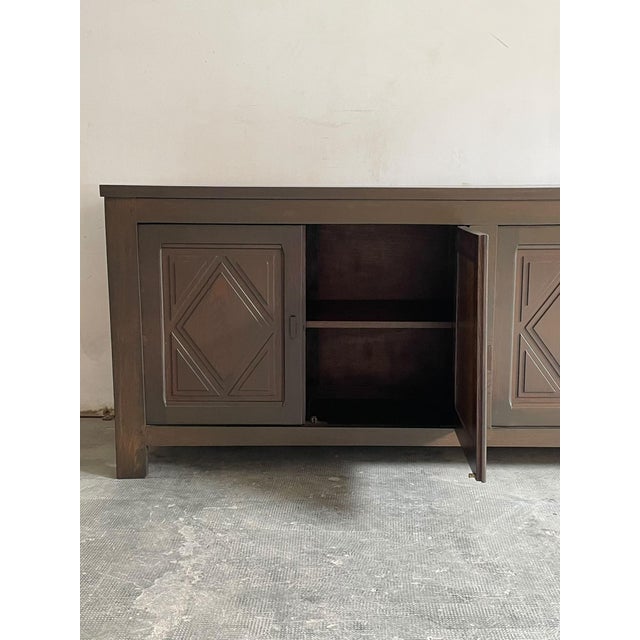 Vintage French Oak Brutalist Sideboard, 1970s For Sale - Image 11 of 11