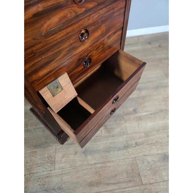 Antique French Rosewood and Brass Inlaid Chest, 1880s For Sale - Image 5 of 9