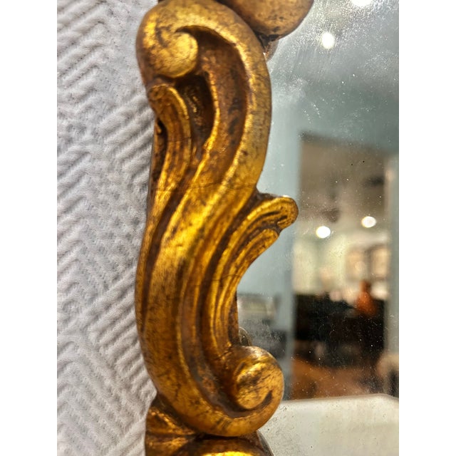 Wood Vintage 1930’s-1950’s Florentine Giltwood Rococo Wall Mirror For Sale - Image 7 of 10