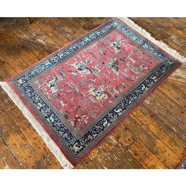 Vintage Silk Qum Rug, 1980s For Sale - Image 4 of 16