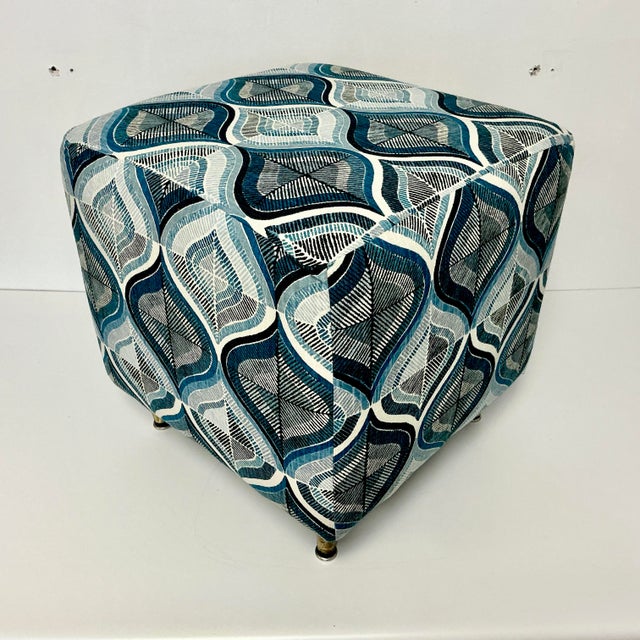 1960s Mid-Century Modern Boho Chic Abstract Low Stool or Bench, Newly Upholstered. For Sale - Image 4 of 9