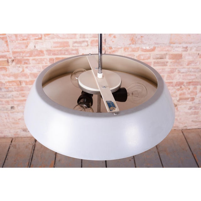 Mid-Century Czech Pendant Light in Steel and Opaline Glass attributed to Lidokov, 1950s For Sale - Image 6 of 12