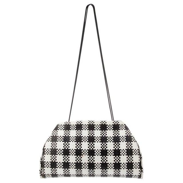 Judith Leiber 1990s Judith Leiber Pouch Leather Shoulder Clutch Day Evening Bag Checkered Vintage For Sale - Image 4 of 13