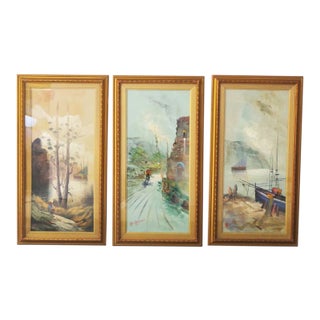 Paintings, Oil on Canvas, Moretti, 1970, Set of 3 For Sale