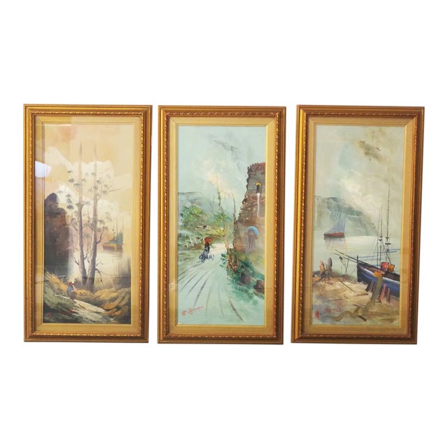Paintings, Oil on Canvas, Moretti, 1970, Set of 3 For Sale