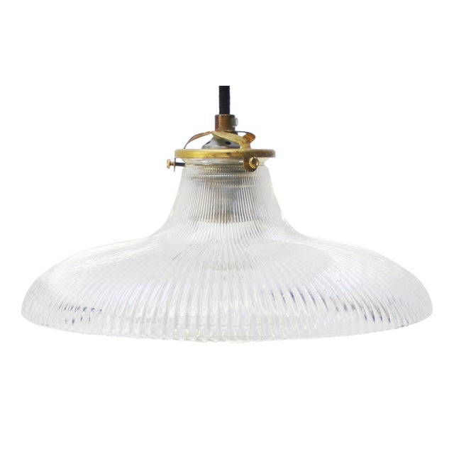 Hanging Lamp in Clear Pressed Glass by Holophane For Sale