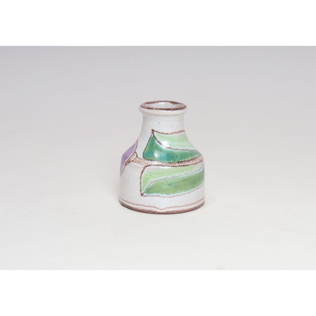 Diminutive Italian Modern Ceramic Bud Vase With Floral Motif by Giovannni De Simone For Sale In New York - Image 6 of 11