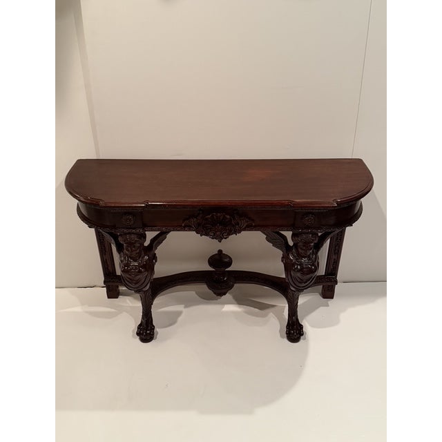 Italian Carved Wood & Onyx Highly Carved Console Table For Sale - Image 12 of 15