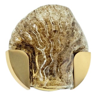 Mid-Century Modern Dark-Toned Murano Glass & Brass Sconce from Kaiser Leuchten, Germany, 1960s For Sale