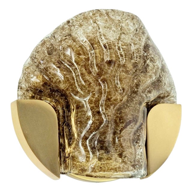Mid-Century Modern Dark-Toned Murano Glass & Brass Sconce from Kaiser Leuchten, Germany, 1960s For Sale
