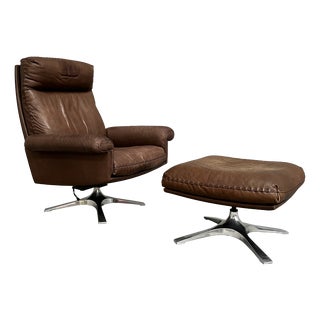 Swiss DS31 Lounge Chair and Ottoman from de Sede, 1970s, Set of 2 For Sale