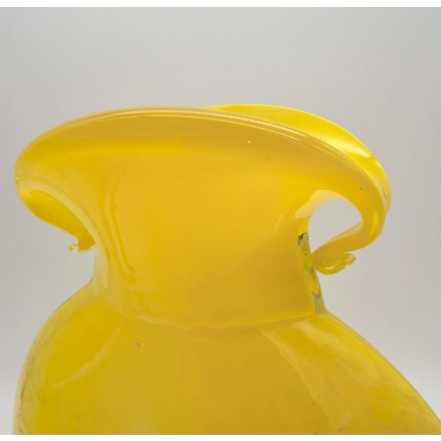 Mid-Century Modern Vintage Hand-Blown Canary Yellow Art Glass Vase – Sculptural Studio Piece For Sale - Image 3 of 5