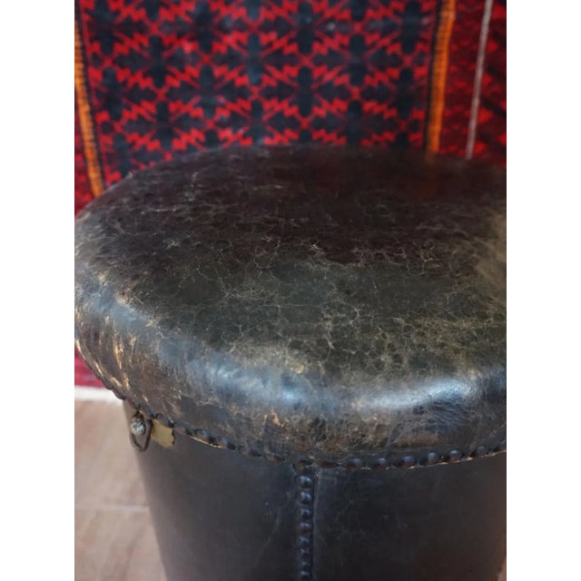 Antique Leather Ottoman For Sale - Image 11 of 15