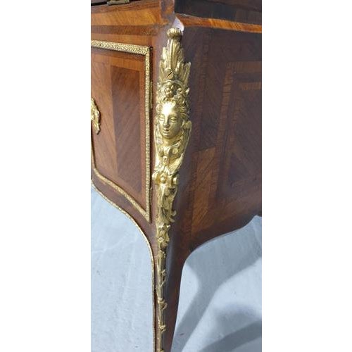 Brown Antique French Kingwood Parquetry Bureau For Sale - Image 8 of 18
