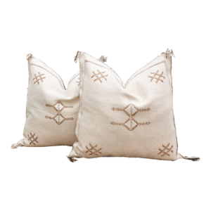 Pair of Amber Clay Large Silk Rug Pillows