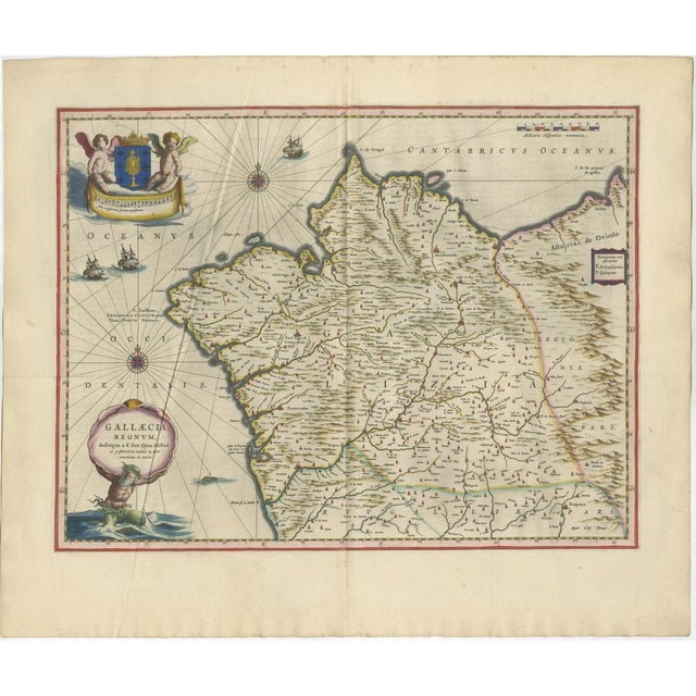Blaeu Map of Galicia Spain, 1642 For Sale - Image 10 of 10