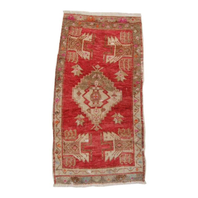 Vintage Red Mini Turkish Rug For Sale