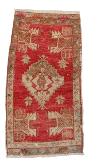 Vintage Red Mini Turkish Rug
