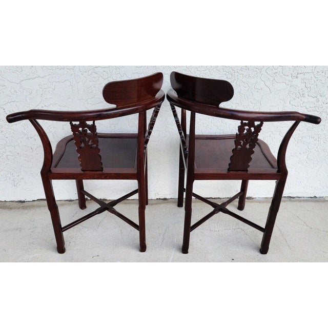 Chinese Rosewood Corner Dining Chairs Vintage - Set of 4 For Sale - Image 9 of 12