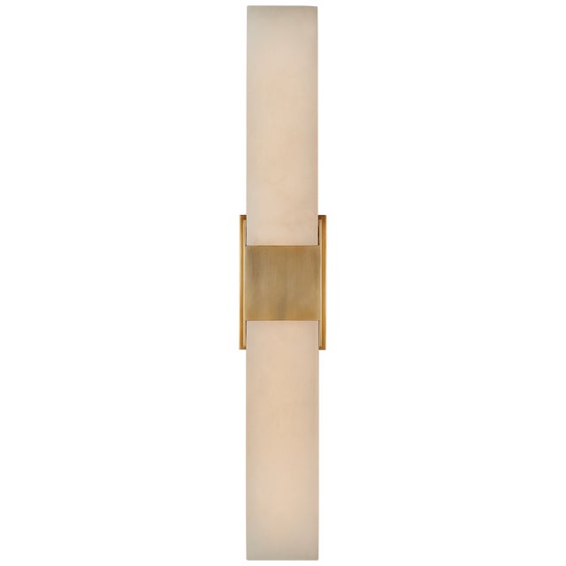 Covet Double Box Sconce in Antique-Burnished Brass with Alabaster Designer: Kelly Wearstler Height: 26" Extension: 4"...