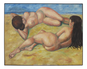 Two Reclining Figures, 1970s, Oil on Canvas