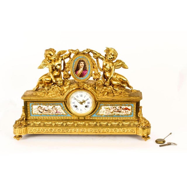 French Gilt Bronze Clock with Portrait Plaque of Molière, 19th Century For Sale - Image 13 of 18