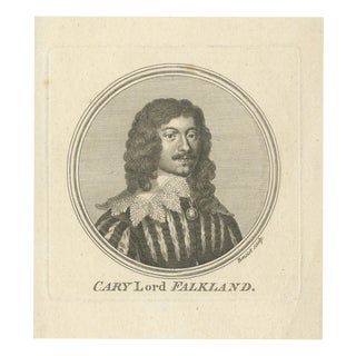After Van Dyck, Lucius Cary Lord Falkland Portrait, Engraving, 1750 For Sale