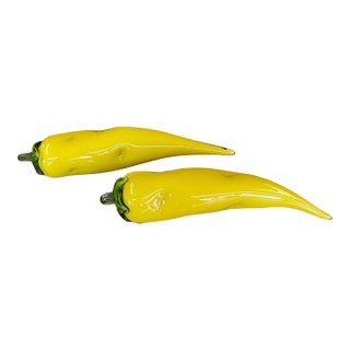 Pair of Vintage Italian Murano Art Glass Yellow Banana Peppers.. For Sale