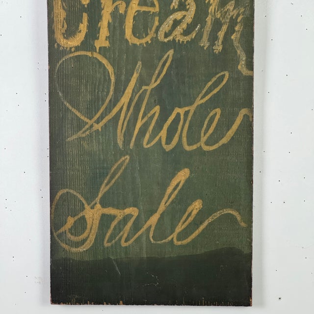 American Brilliant in Design, a Late 19th Century "Ice Cream Whole Sale" Wood Sign With Gold Frozen Font For Sale - Image 3 of 9