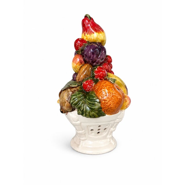 1970s Mid-20th Century Italian Majolica Ceramic Fruit Topiary Centerpiece, 1970s For Sale - Image 5 of 12