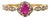 Oval Cut Ruby & Diamond Floral Halo Vintage Ring Size 4 in 14k Yellow Gold For Sale