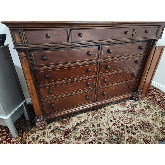 Thomasville Fredericksburg 11 drawer dresser solid mahogany. Finish: Whiskey Dressing Chest : 65W x45H x 22D measurements...