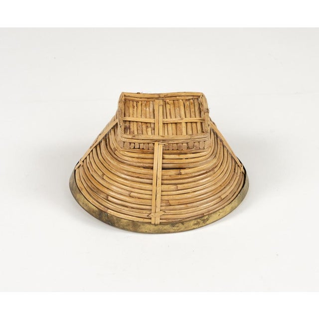 Mid-Century Bowl in Rattan, Wicker and Brass, Italy, 1970s For Sale - Image 14 of 15
