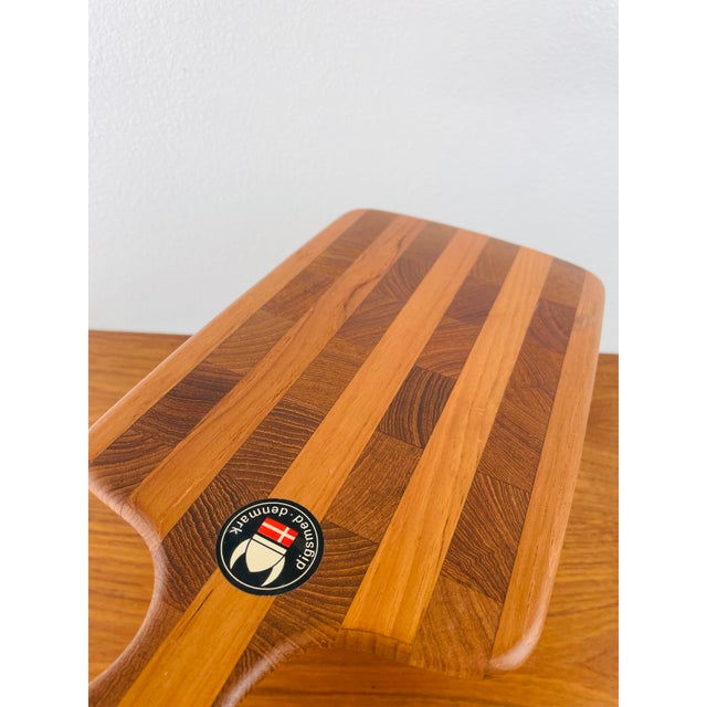 Brown Vintage 1960s Danish Modern Staved Teak Wood Cutting Charcuterie Board by Digsmed For Sale - Image 8 of 9