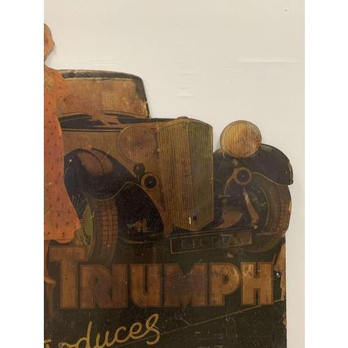 Vintage Triumph Gloria Car Advertising Board, 1930s For Sale - Image 13 of 18