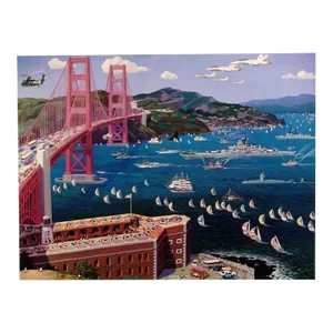 1990s "Golden Gate Bridge" Alexander Chen San Francisco City Scene Signed and Numbered Print