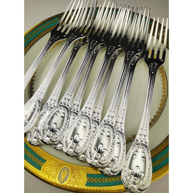 Silver Dessert Cutlery Service 10 People from Odiot Louveciennes, 1890s, Set of 54 For Sale - Image 10 of 18
