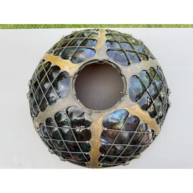Metal 1960s Tiffany-Style Iridescent Glass & Bronze Turtleback Tile 26" Shade (Shade Only) For Sale - Image 7 of 18