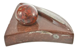 Red Fossil Stone Wedge with Sphere