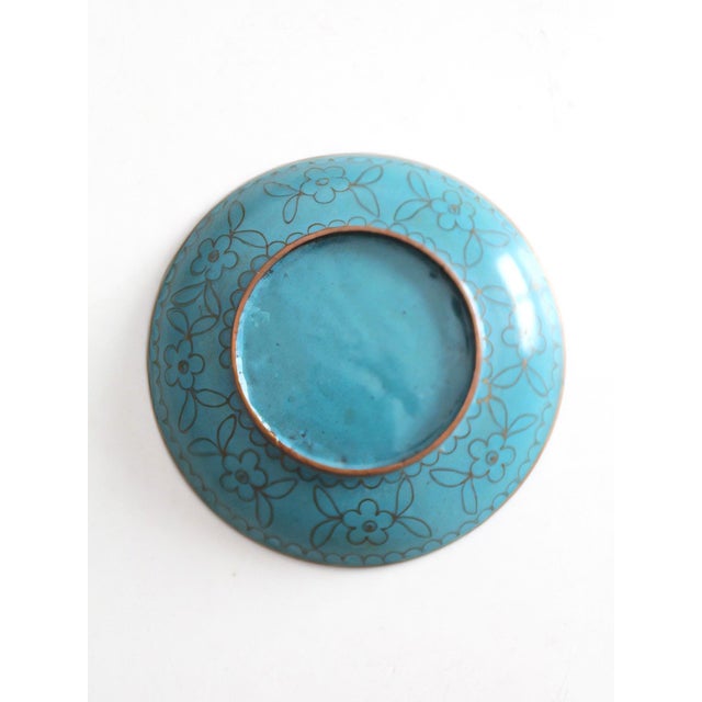 Vintage Chinese Cloisonné Enamel Floral Dish For Sale - Image 9 of 10